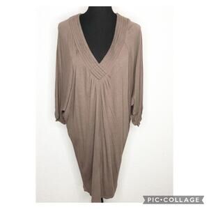 Day Birger et Mikkelsen brown taupe v neck wool blend knit dress Extra Small XS